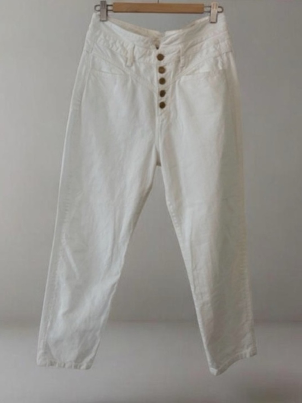 La Petite Française High‑Waist white denim Jeans Parisian Button Front 40 (10)